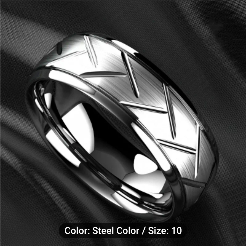 NWOT Men's 8mm Titanium Steel band-10